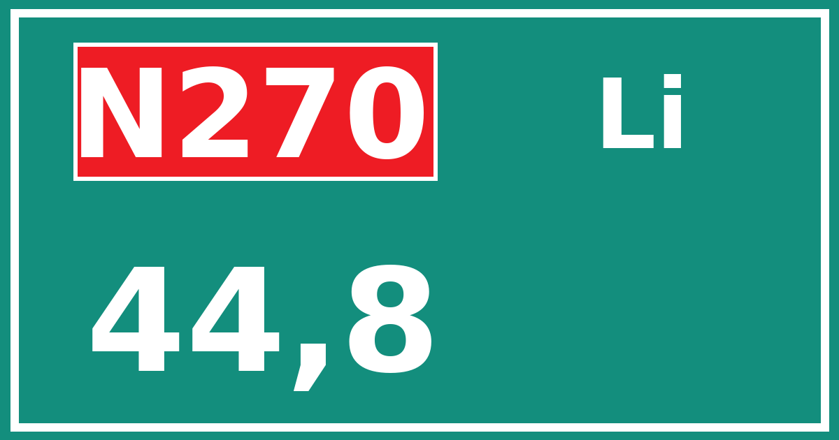 Hectometerbord N270 44,8 zijde Li