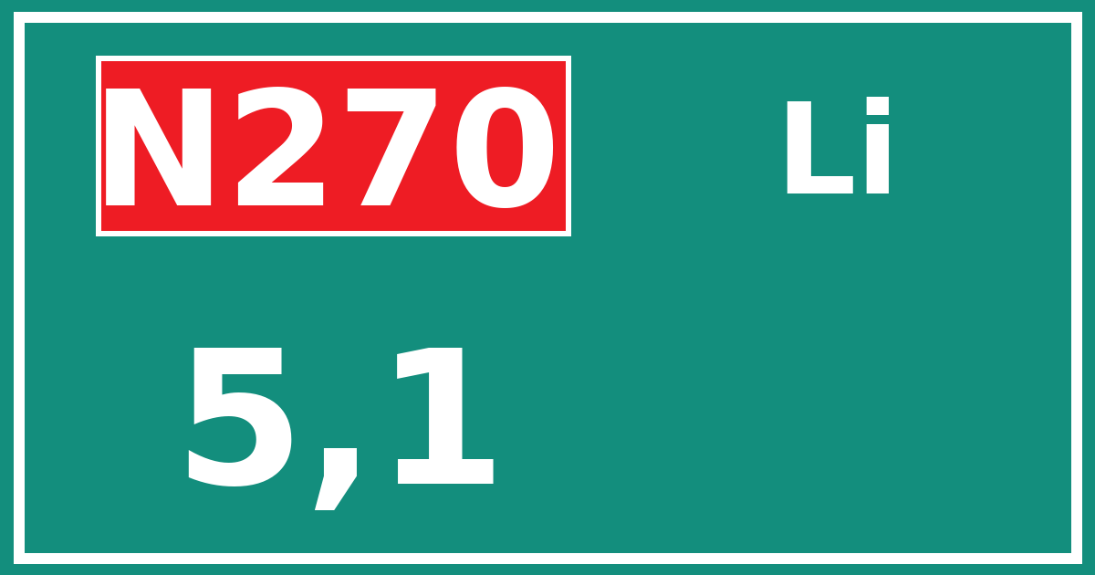 Hectometerbord N270 5,1 zijde Li