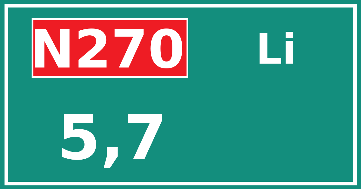 Hectometerbord N270 5,7 zijde Li