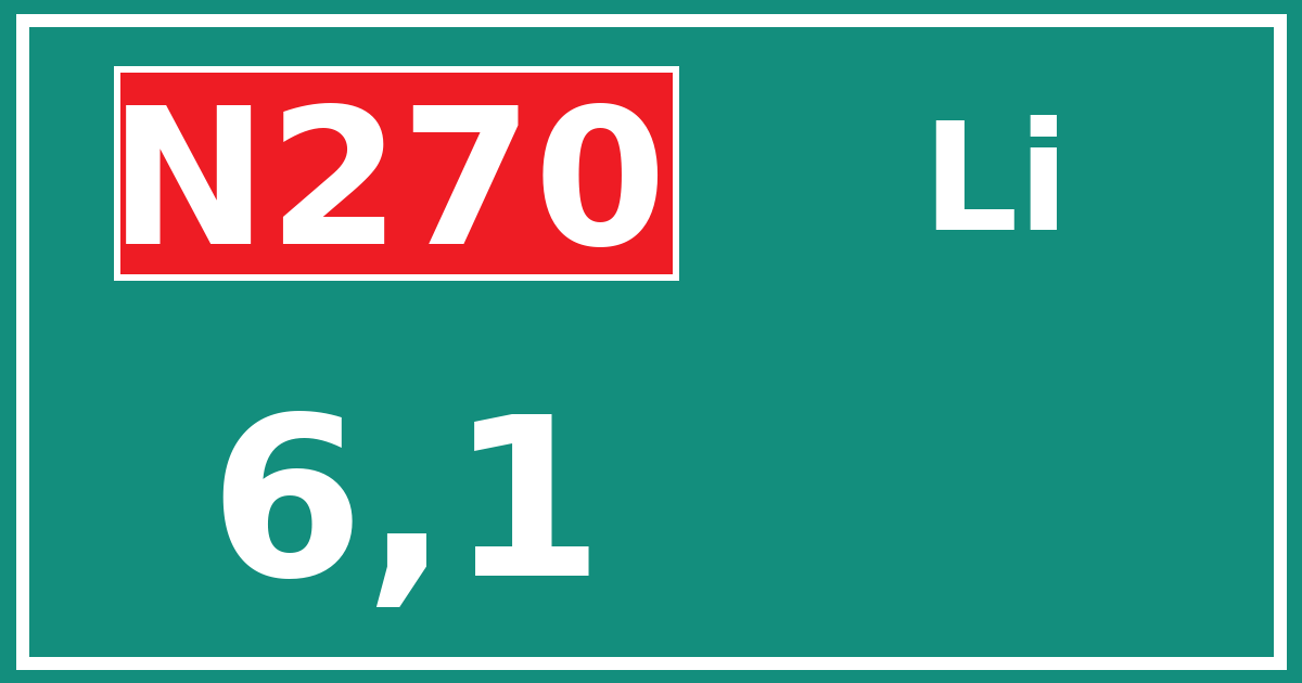 Hectometerbord N270 6,1 zijde Li