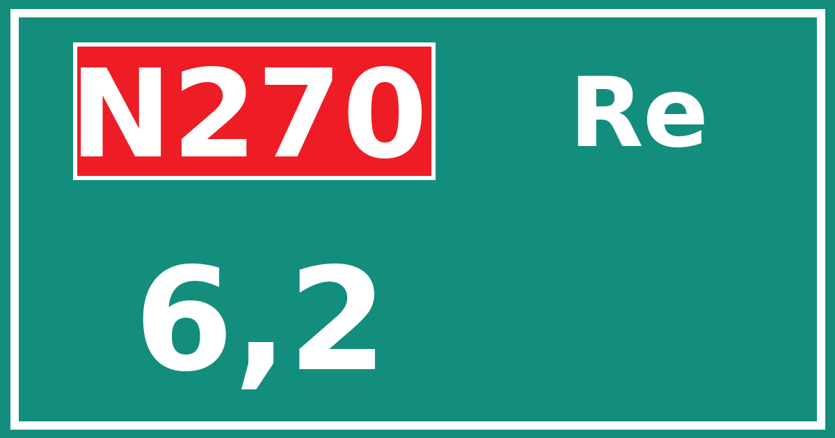 Hectometerbord N270 6,2 zijde Re