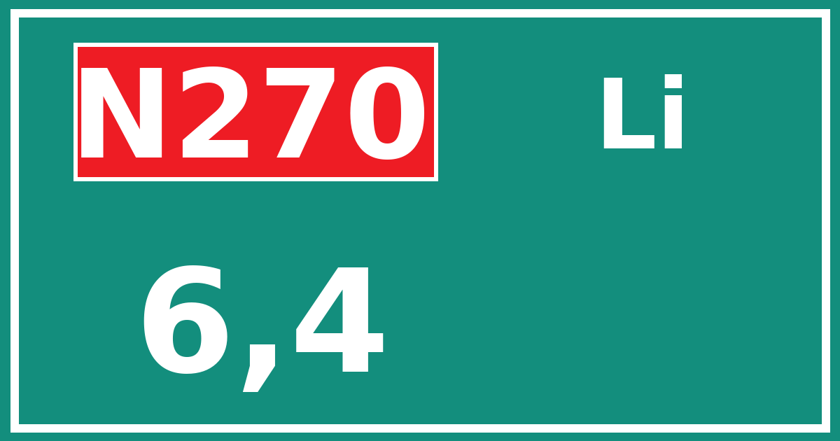 Hectometerbord N270 6,4 zijde Li