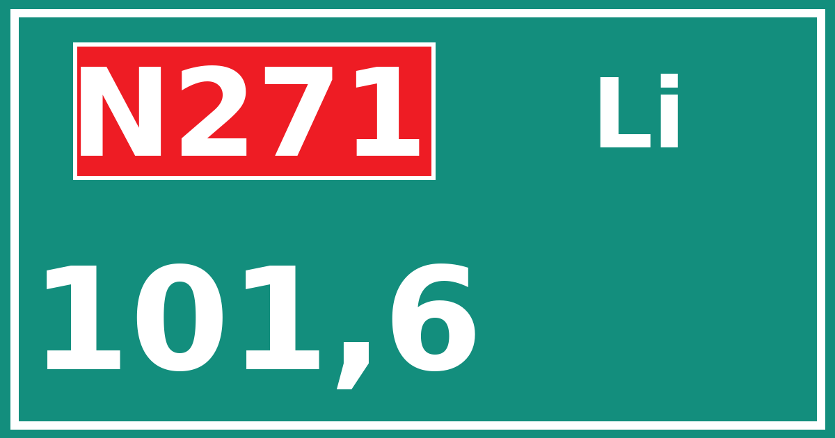 Hectometerbord N271 101,6 zijde Li