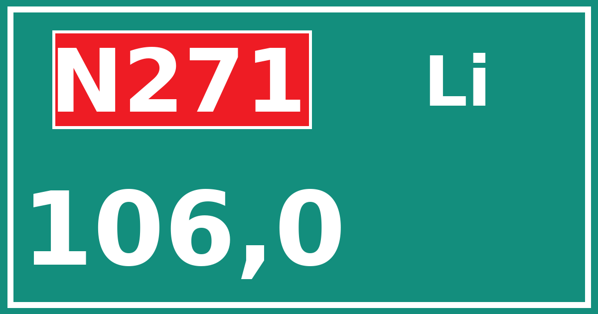 Hectometerbord N271 106,0 zijde Li