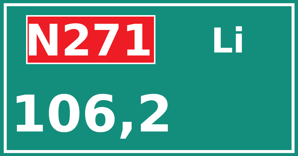 Hectometerbord N271 106,2 zijde Li