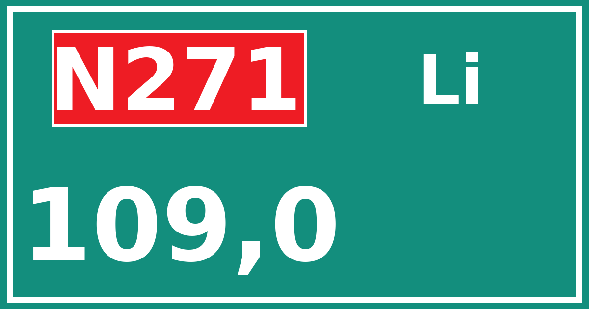 Hectometerbord N271 109,0 zijde Li