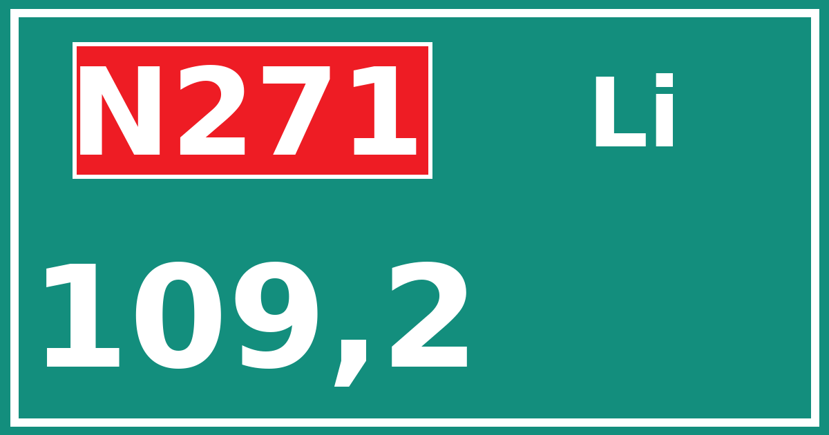 Hectometerbord N271 109,2 zijde Li
