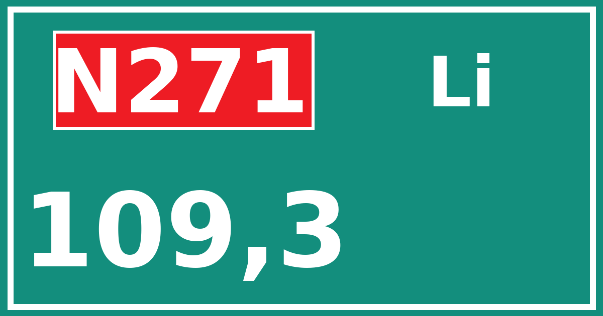 Hectometerbord N271 109,3 zijde Li
