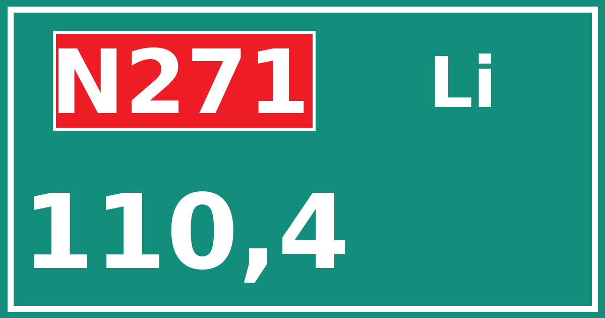 Hectometerbord N271 110,4 zijde Li