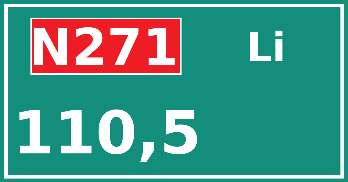 Hectometerbord N271 110,5 zijde Li