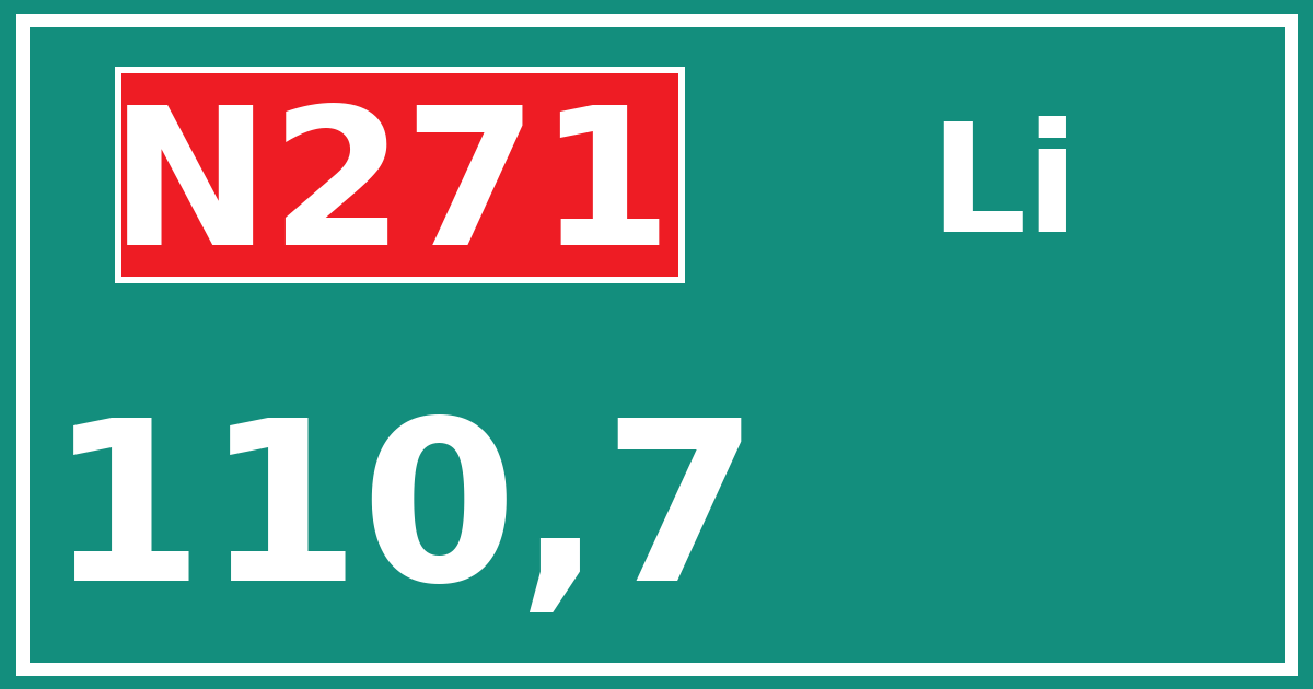 Hectometerbord N271 110,7 zijde Li