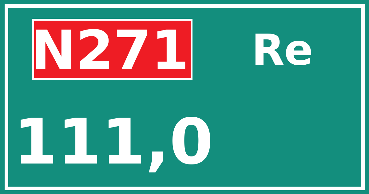 Hectometerbord N271 111,0 zijde Re