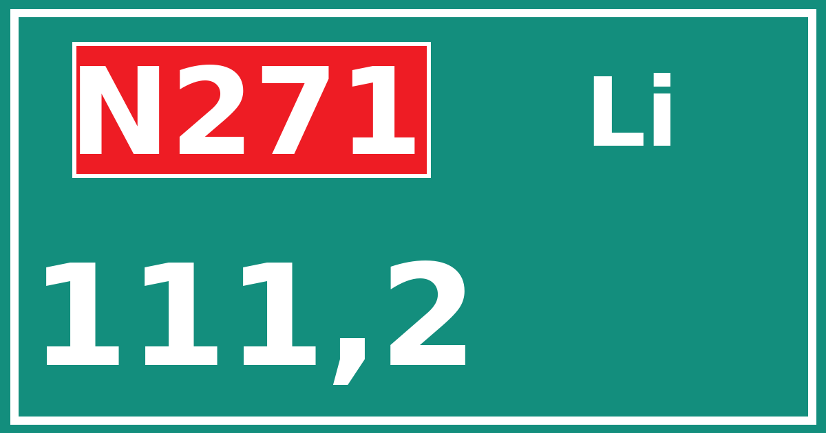 Hectometerbord N271 111,2 zijde Li