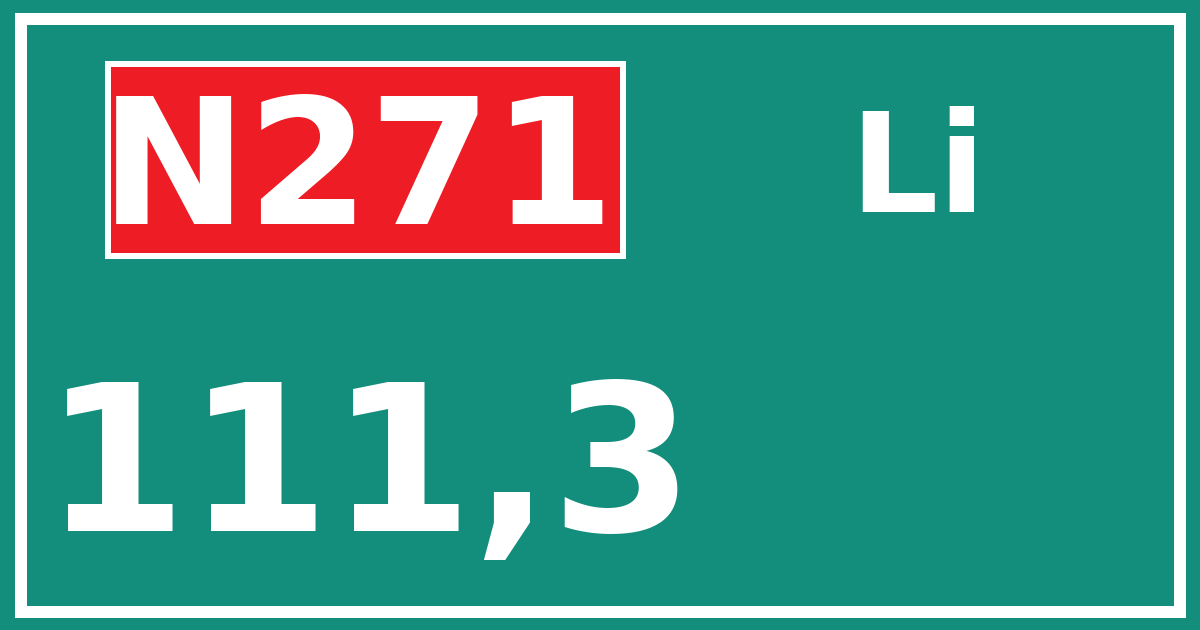Hectometerbord N271 111,3 zijde Li