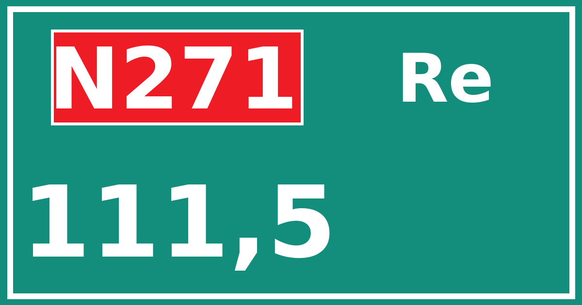 Hectometerbord N271 111,5 zijde Re