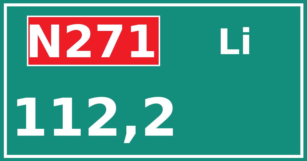 Hectometerbord N271 112,2 zijde Li