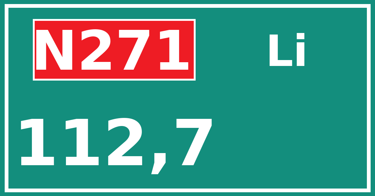 Hectometerbord N271 112,7 zijde Li