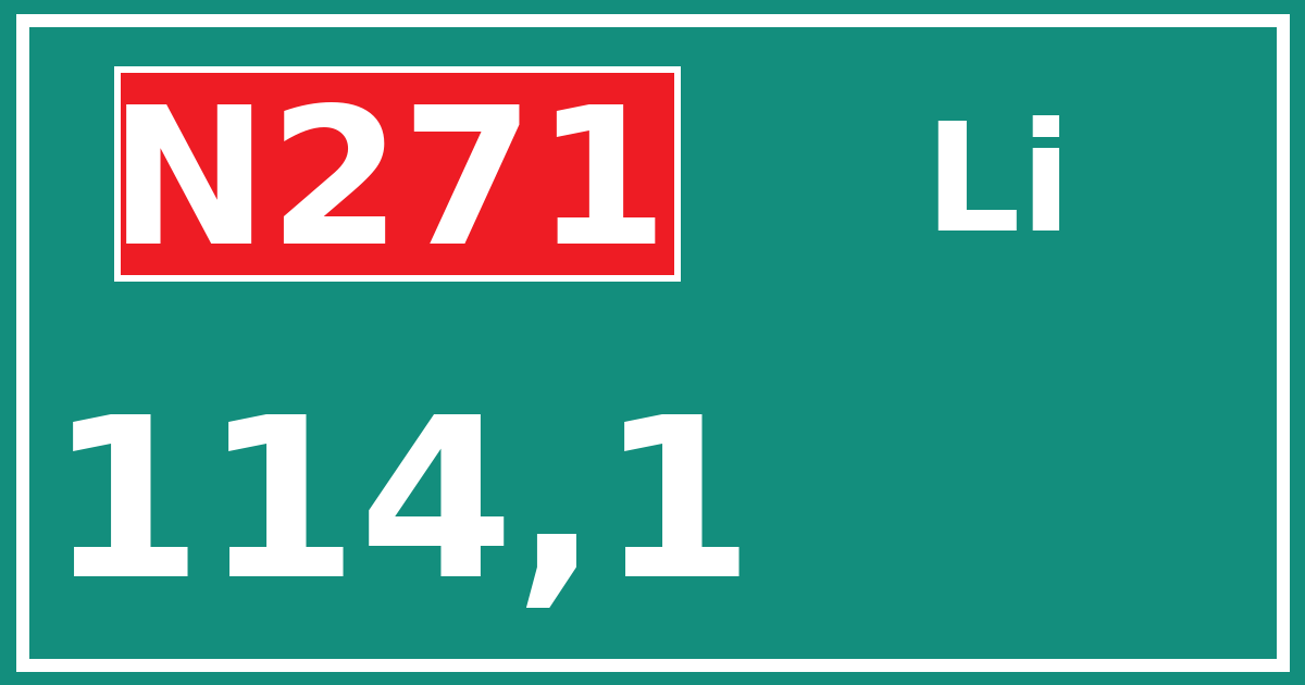 Hectometerbord N271 114,1 zijde Li