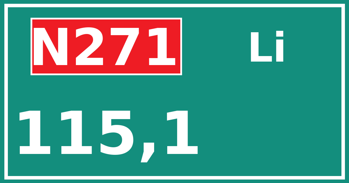 Hectometerbord N271 115,1 zijde Li