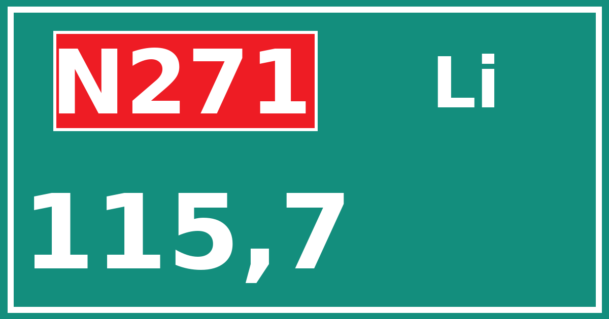 Hectometerbord N271 115,7 zijde Li
