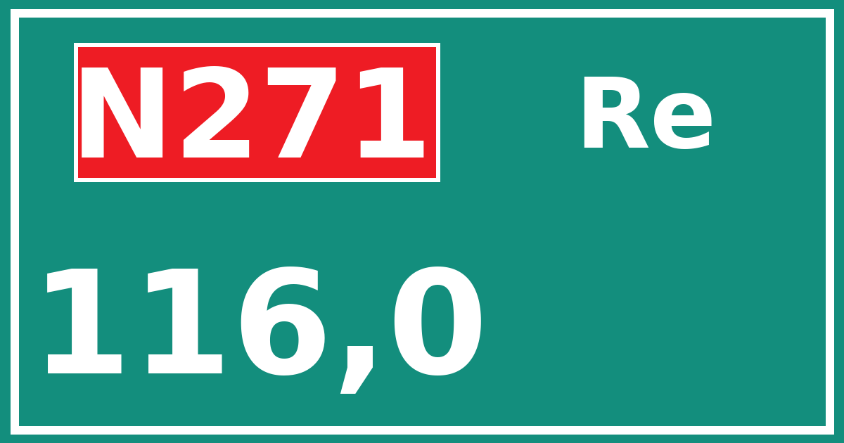 Hectometerbord N271 116,0 zijde Re
