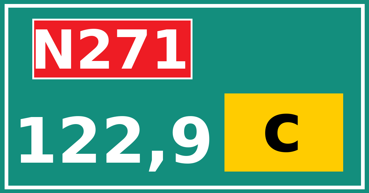 Hectometerbord N271 122,9 letter c