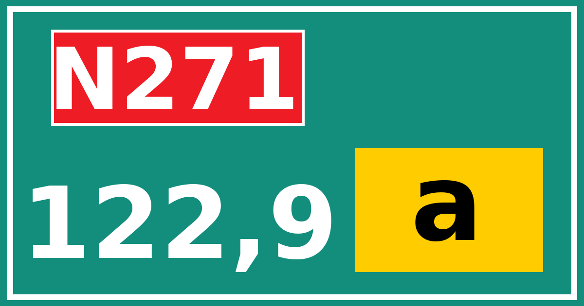 Hectometerbord N271 122,9 letter a