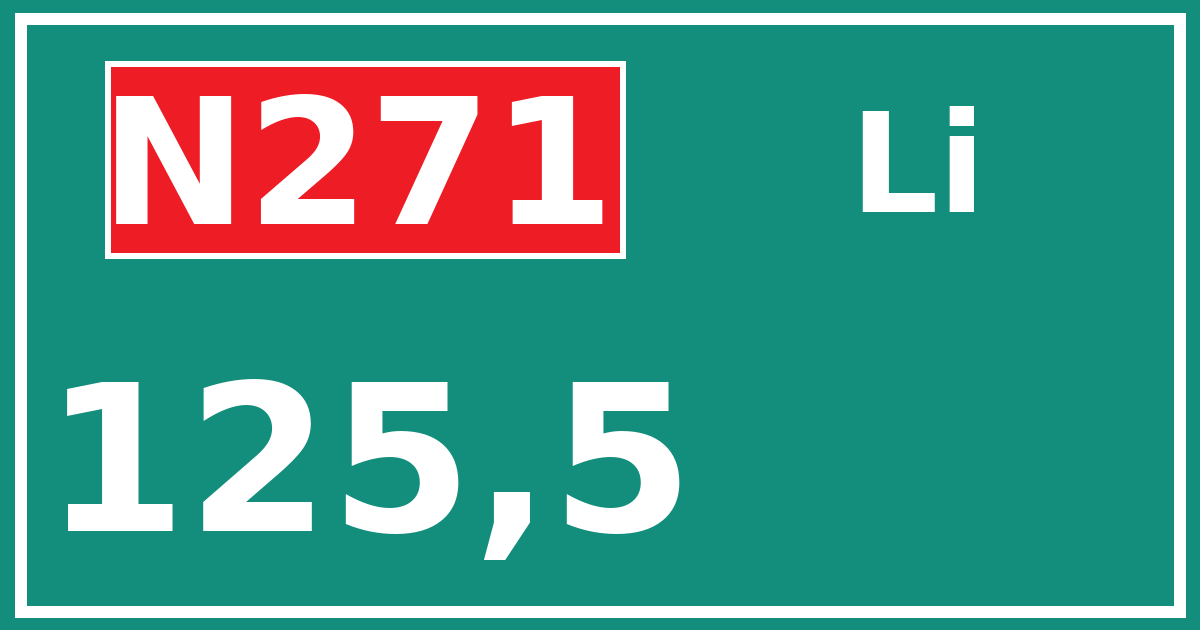 Hectometerbord N271 125,5 zijde Li