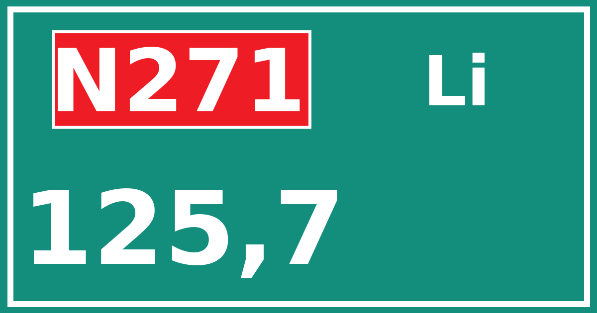 Hectometerbord N271 125,7 zijde Li