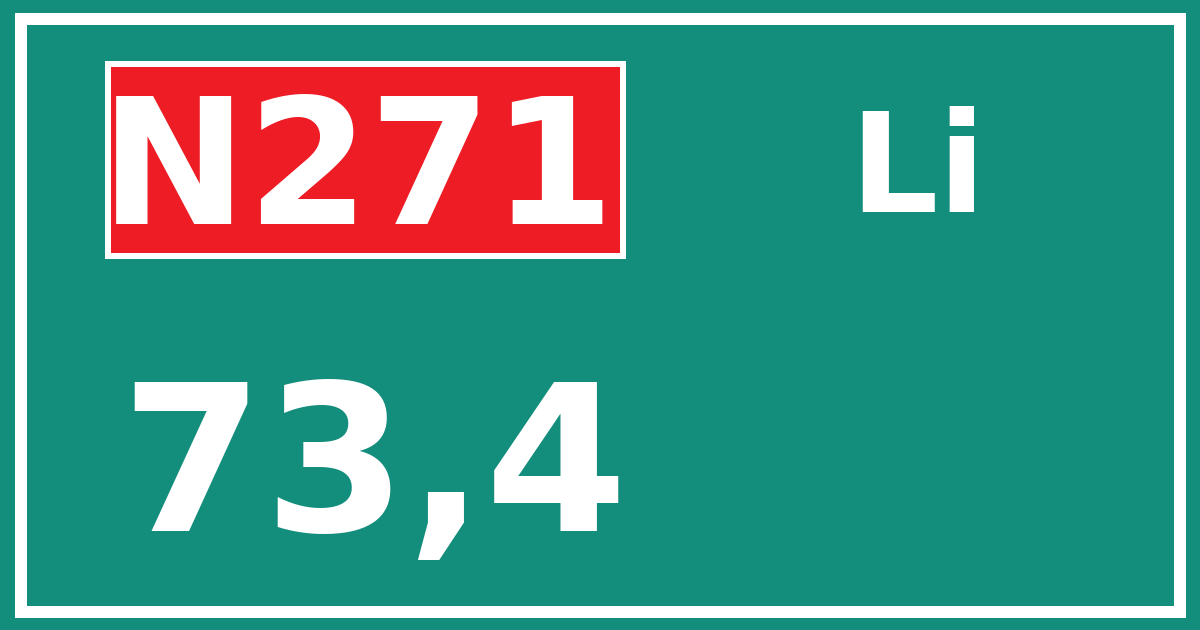 Hectometerbord N271 73,4 zijde Li