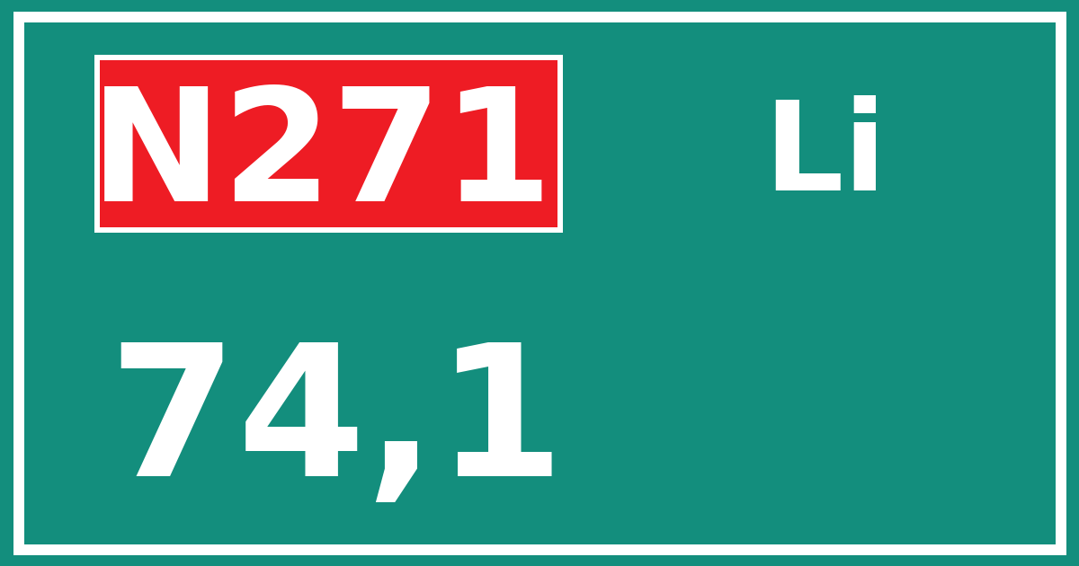 Hectometerbord N271 74,1 zijde Li