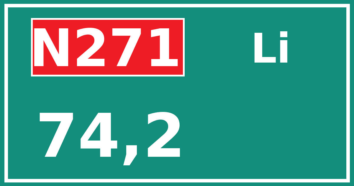 Hectometerbord N271 74,2 zijde Li