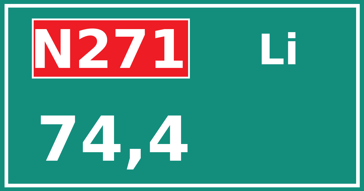 Hectometerbord N271 74,4 zijde Li