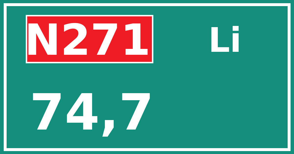 Hectometerbord N271 74,7 zijde Li
