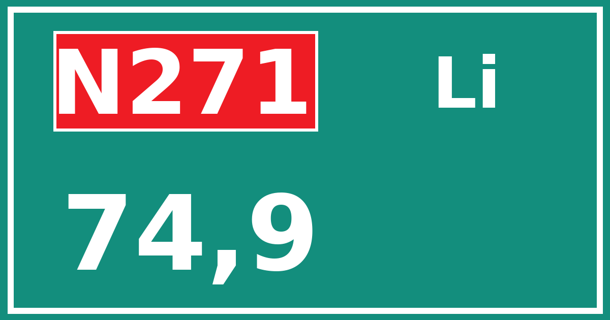 Hectometerbord N271 74,9 zijde Li