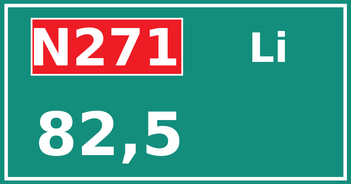 Hectometerbord N271 82,5 zijde Li