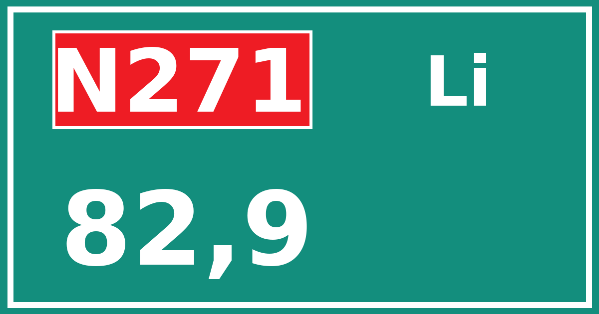 Hectometerbord N271 82,9 zijde Li