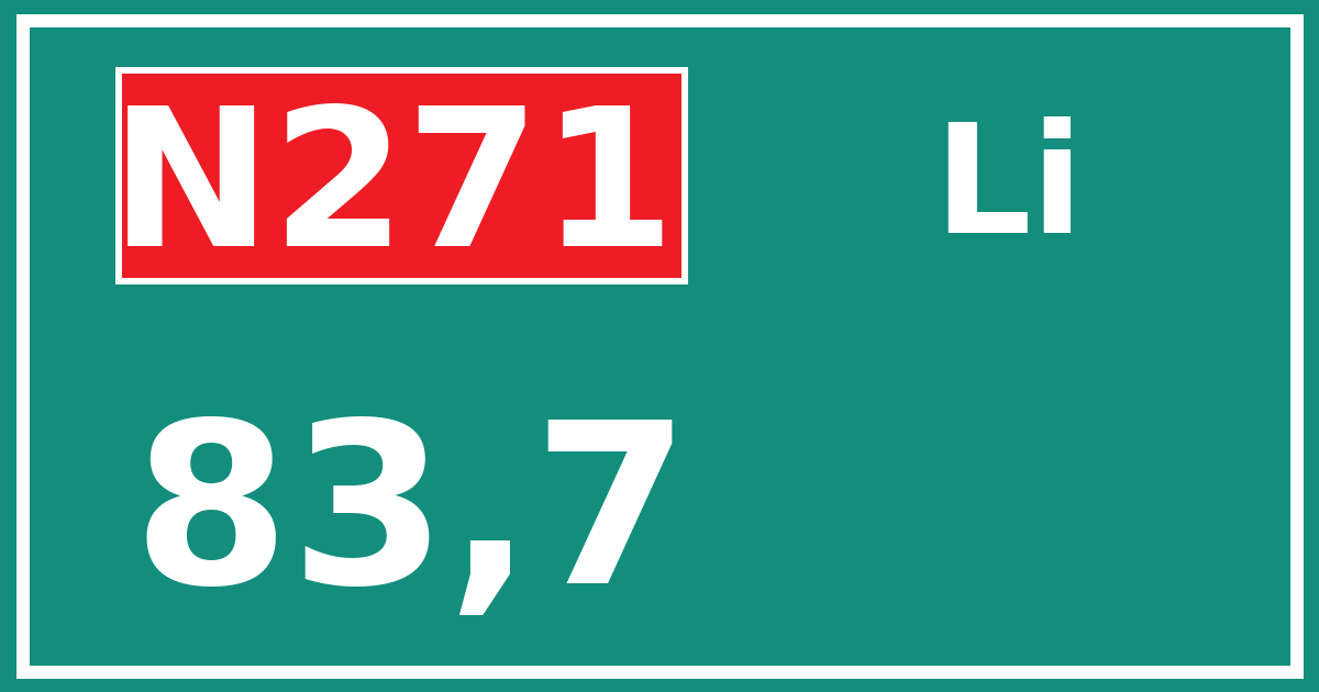 Hectometerbord N271 83,7 zijde Li