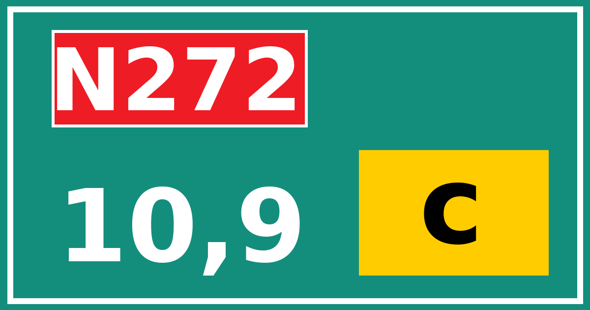 Hectometerbord N272 10,9 letter c