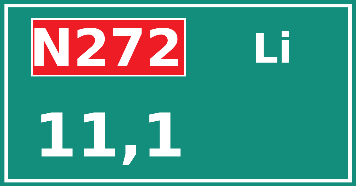 Hectometerbord N272 11,1 zijde Li