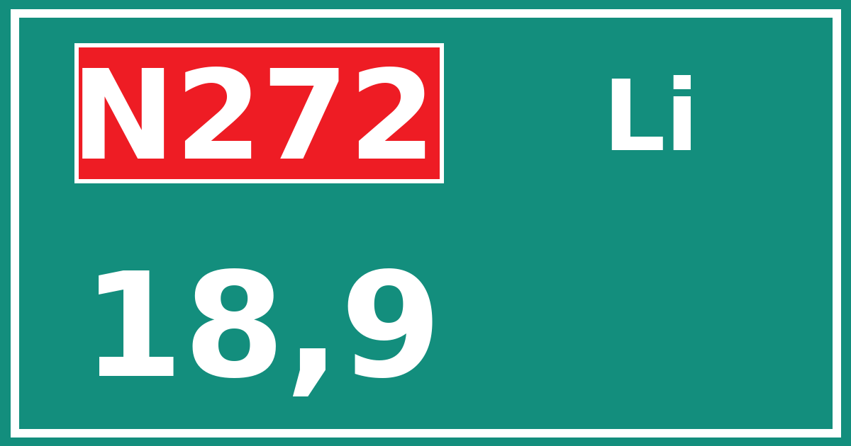 Hectometerbord N272 18,9 zijde Li
