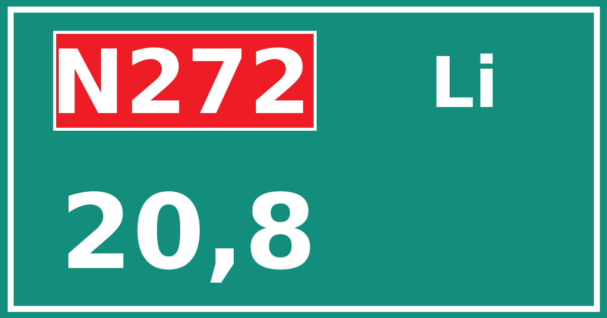 Hectometerbord N272 20,8 zijde Li