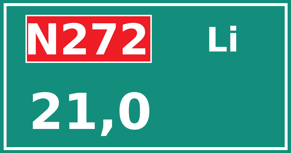 Hectometerbord N272 21,0 zijde Li