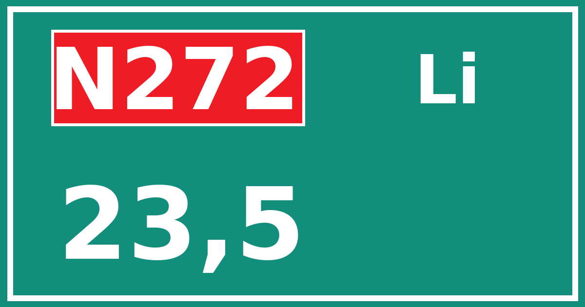 Hectometerbord N272 23,5 zijde Li