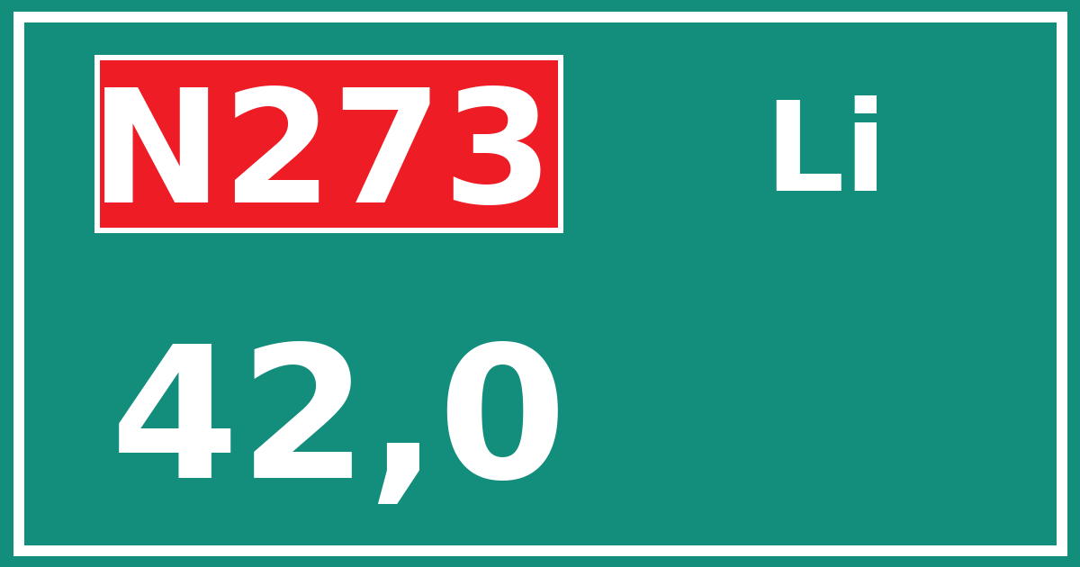 Hectometerbord N273 42,0 zijde Li