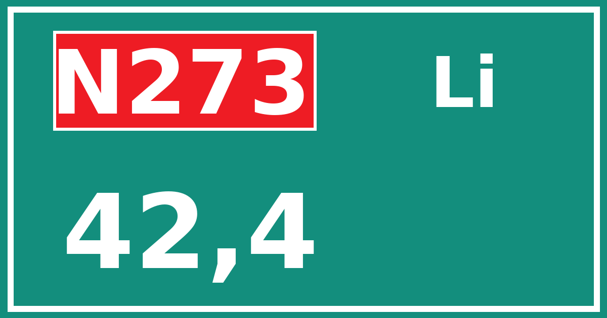 Hectometerbord N273 42,4 zijde Li