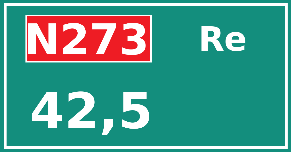 Hectometerbord N273 42,5 zijde Re
