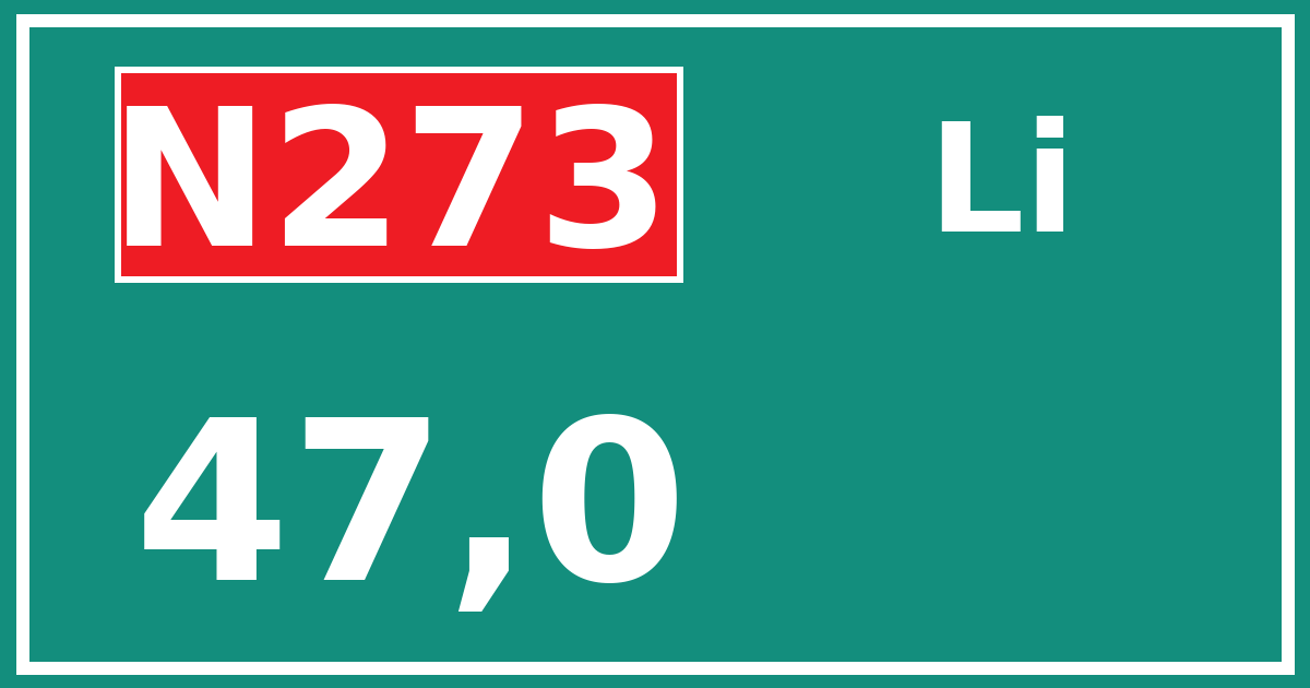 Hectometerbord N273 47,0 zijde Li