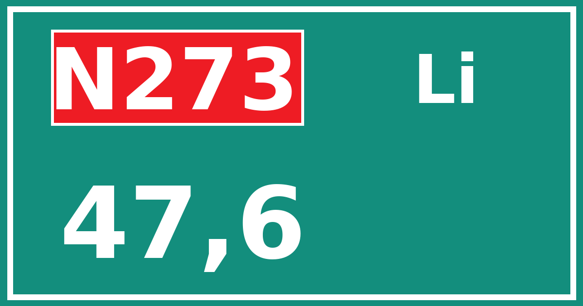 Hectometerbord N273 47,6 zijde Li
