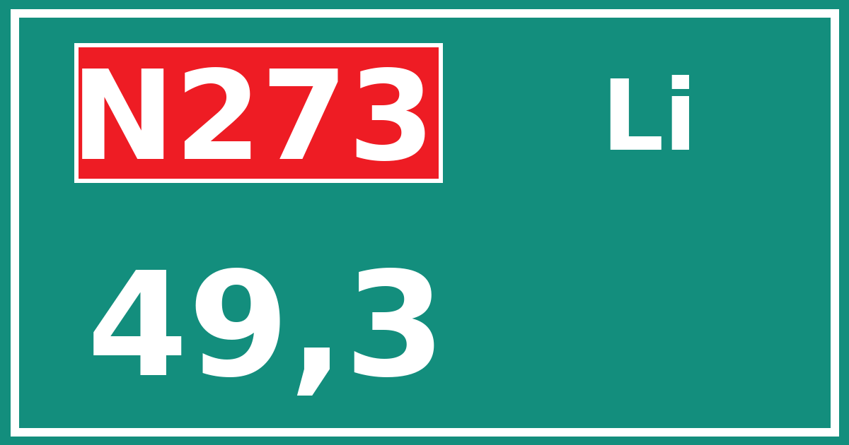 Hectometerbord N273 49,3 zijde Li